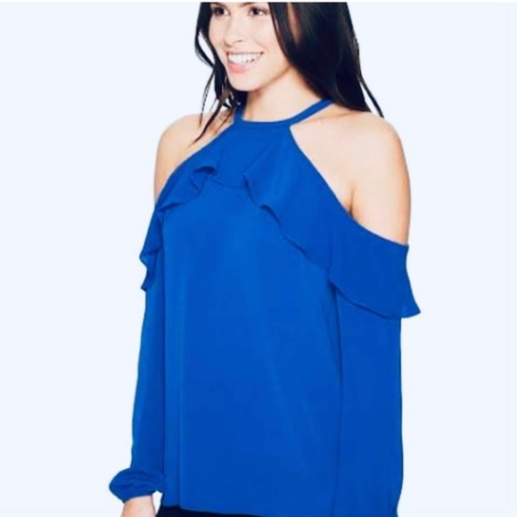 MICHAEL Michael Kors Cobalt Cold
Shoulder Blouse, Blue ruffled - Picture 3 of 6